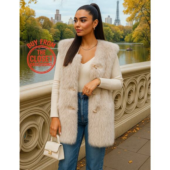 ZARA Faux Fur Toggle Vest NWT 🤍 - Picture 3 of 16